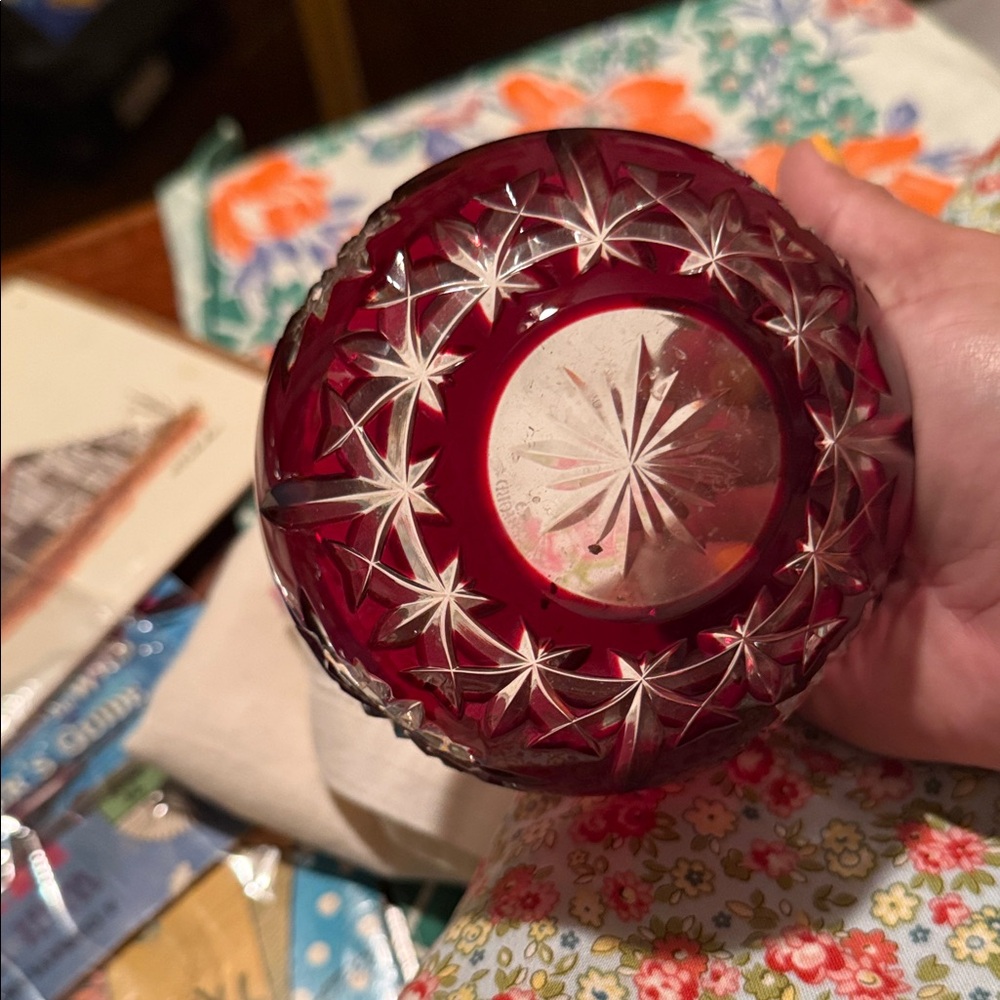 Elegant Ruby Red Glass Bowl Waterford - Picture 3 of 3